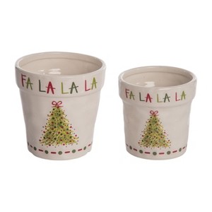 Transpac Ceramic Dot Tree Planters Set of 2 Multicolor Indoor Decor Perfect for Christmas Gifts and Tabletop Use - 1 of 1