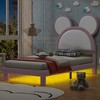 NicBex Twin Size Upholstered Bed Frame with Cartoon Ears Shaped Headboard,Platform Bed Frame with LED,No Box Spring Needed,Easy Assembly,White+Pink - 4 of 4