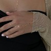 Bracelets for Women 14K Gold Silver Plated Ring Bracelet Hand Chain Dainty Evil Eye Heart Clover sequin hand chain+bracelet-2 pieces - 4 of 4