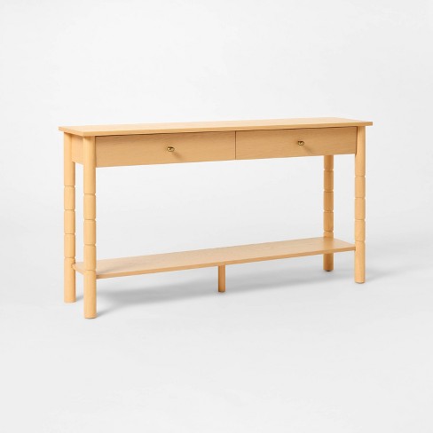 Fullerton wood console hot able with shelf brown threshold studio McGee