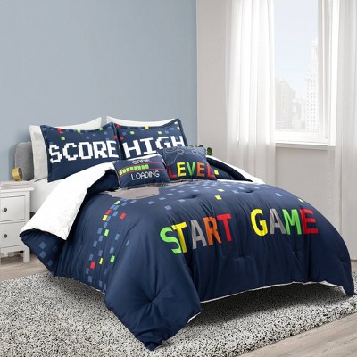  Comforter Set Queen Size, Game Gamer Vintage Gaming Bedding Set  for Kids and Adults Bedroom Decor, Kids Video Controller Comforter Set and  2 Pillow Cases : Home & Kitchen