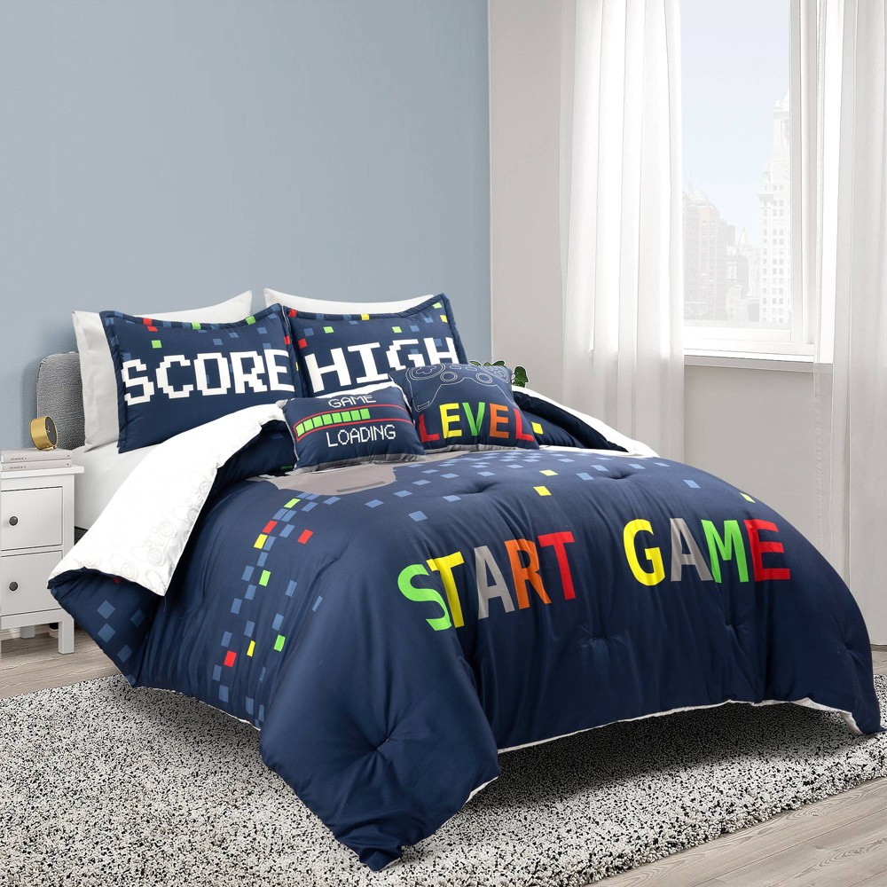 Photos - Duvet 5pc Full/Queen Kids' Video Games Reversible Oversized Comforter Bedding Se
