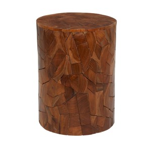 Contemporary Teak Wood Accent Table Dark Brown - Olivia & May: Round, No Assembly, Spot Clean - 1 of 4