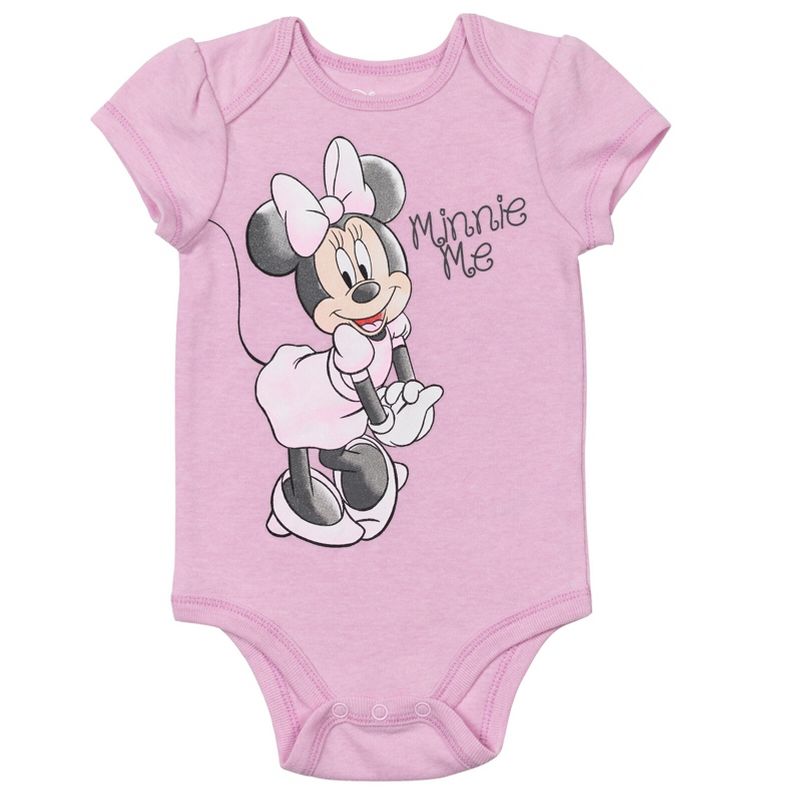 Disney Minnie Mouse Baby Girls Bodysuit Pants Bib and Hat 4 Piece Outfit Set Newborn to Infant, 2 of 8
