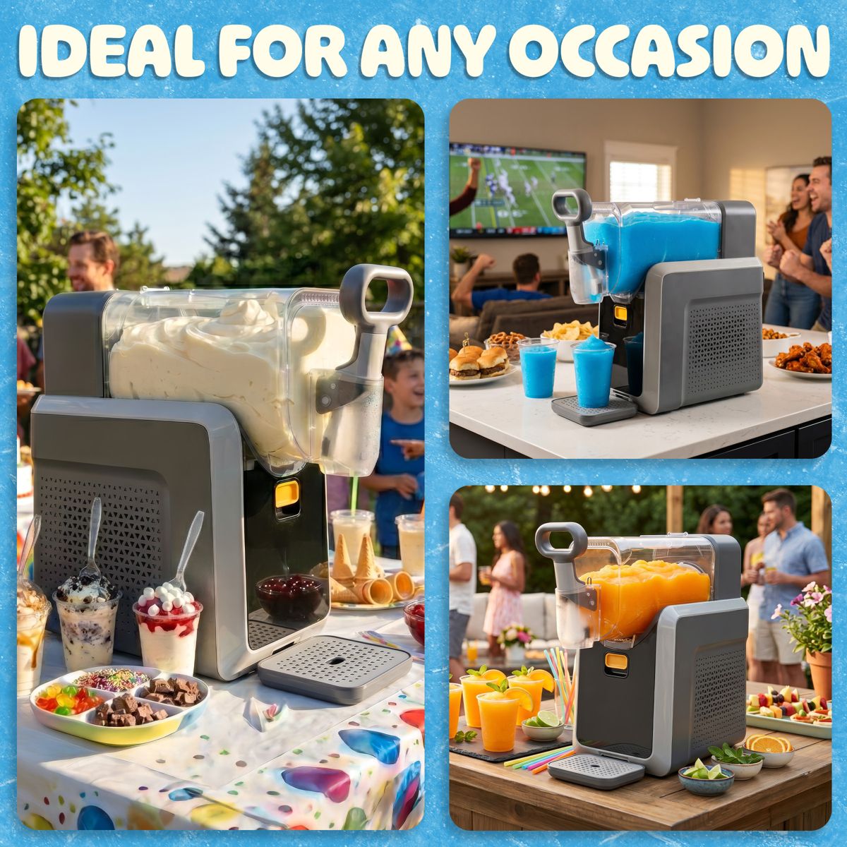 Great Northern Popcorn Slushie Machine, No Ice Needed Slushy Maker Machine with 3 Preset Modes and Self-Cleaning, 2L/68oz, Gray - thumbnail 7