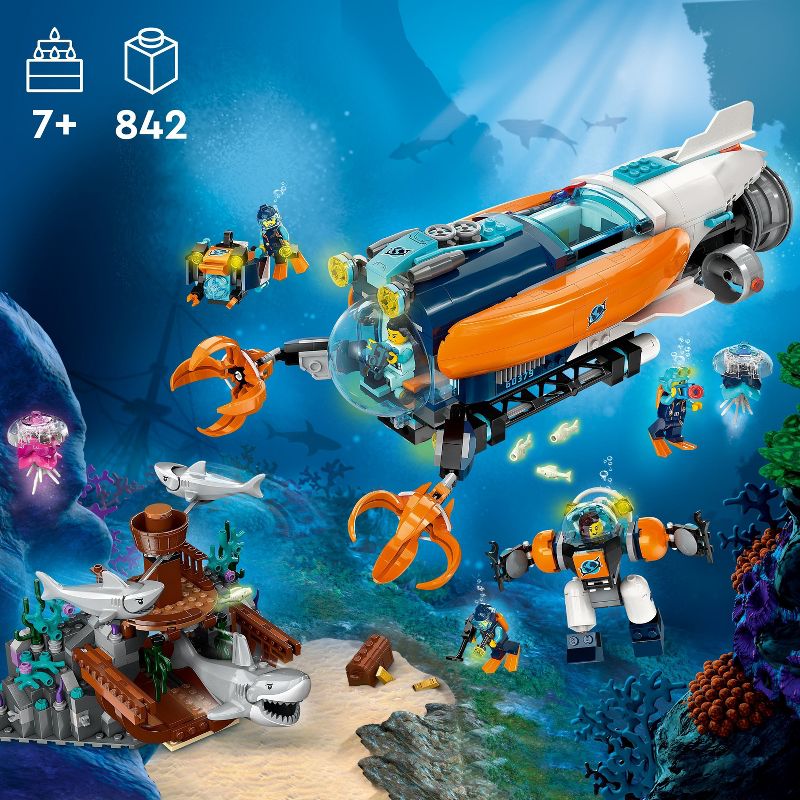 LEGO City Deep-Sea Explorer Submarine Multi-Feature Building Toy Set 60379, 3 of 8