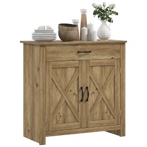 MOEPISY Farmhouse Sideboard Buffet Cabinet, Natural - 1 of 4