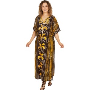 LA LEELA Women's Kaftan Boho Long Evening Gown 2X-3X Rust Floral : Target