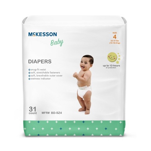 Mckesson Baby Diapers, Disposable, Moderate Absorbency, Size 4, 31 Count, 1  Pack : Target