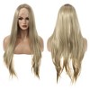 Unique Bargains Women's Long Straight Hair Lace Front Wigs with Wig Cap 26" Gold Tone 1 Pc - 3 of 4