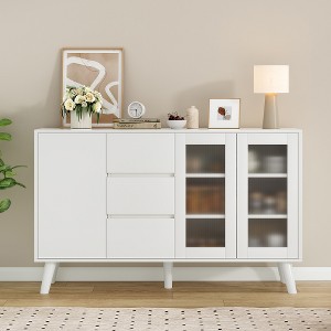 Lyngins Sideboard Buffet Cabinets with 3 Drawers and Pop-Up Doors,Free Handle Coffee Bar Cabinets with Storage,Credenzas for Kitchen,Entryway - 1 of 4