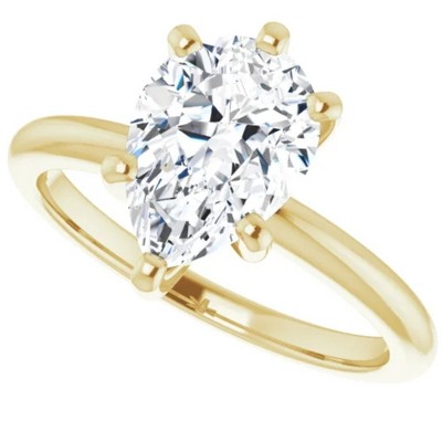Pompeii3 3Ct Pear Moissanite Solitaire Engagement Ring 14k White Yellow or Rose Gold