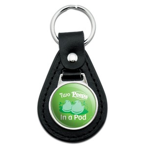 Two Peeps In A Pod Black Leather Keychain - 1 of 3