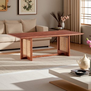 47" Solid Wood & Rattan Low Coffee Table - 1 of 4