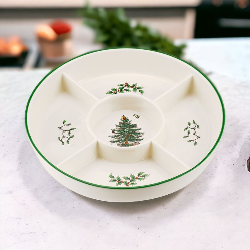 Spode Christmas Tree 5-Section Hors D'oeuvres Low Platter, 10 inch, 3 of 6