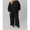 Women's Pleated Lace Trim Blouse - mat fashion - 4 of 4