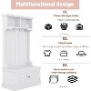 4-in-1 Modern Multi-functional Hall Tree With Shoe Bench, 4 Hooks Coat Rack, Storage Cabinets Display Rack for Living Room, Entryway & Hallway, White - 3 of 4