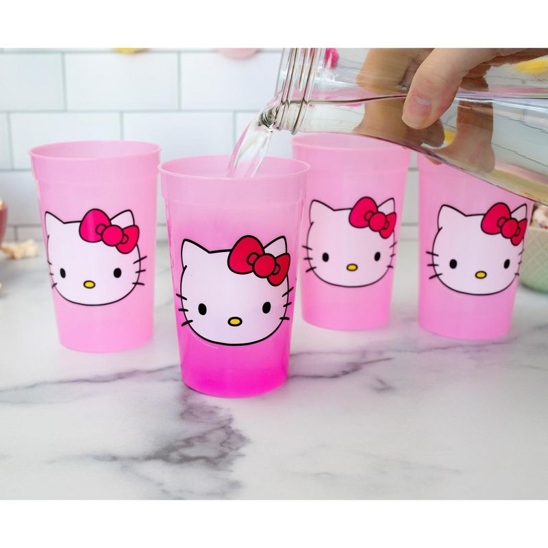 Silver Buffalo Sanrio Hello Kitty 4-Piece Color-Change Plastic Cup Set | Each Holds 15 Ounces, 4 of 10