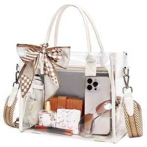 Generic Clear Tote Bag Stadium Events Transparent Clear Purse for Women Thick PVC Plastic Shoulder Bag with Guitar Strap - 1 of 4