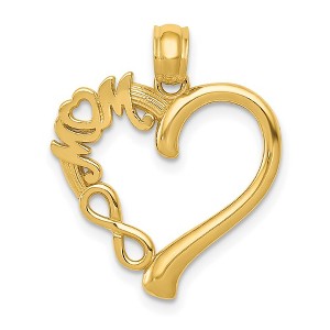 Black Bow Jewelry 14k Yellow Gold Mom on Heart with Infinity Symbol Pendant, 18mm - 1 of 4