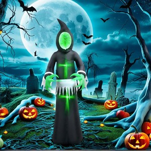 Resenkos 8ft Inflatable Halloween Mirror Face Ghost, Blow-Up LED Display for Garden, Indoor & Outdoor, Halloween Black - 1 of 4