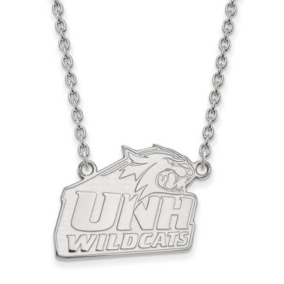 Black Bow Jewelry 14k White Gold New Hampshire Wildcats NCAA Necklace 18 Inch
