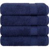4 Piece Turkish Bath Towels, 100 Extra Large Soft Plush Navy Blue Bathroom Set (27 Inch X 54 Inch). - 4 of 4