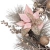 Kurt Adler 20-Inch Champagne and Gold Wreath with Pink Poinsettias and Ornaments - 3 of 4