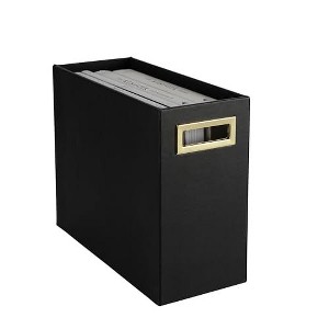 Blu Monaco Magazine Basket: Vegan Leather Magazine Holder with Gold Metal Handles - 1 of 4