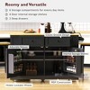 YOOCOZZ 3-Piece Classic Rolling Kitchen Island Set with 2 Bar Stools, Drop Leaf, Power Outlet and Large Storage Space - 3 of 4