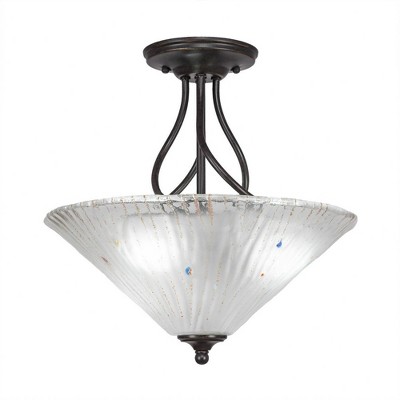 Toltec Lighting Capri 3 - Light Flush Mount in  Dark Granite with 16" Frosted Crystal Shade