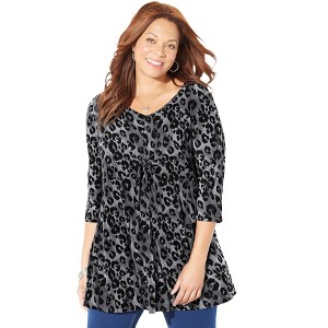 Catherines Women's Plus Size Twist Front Top - 1 of 4