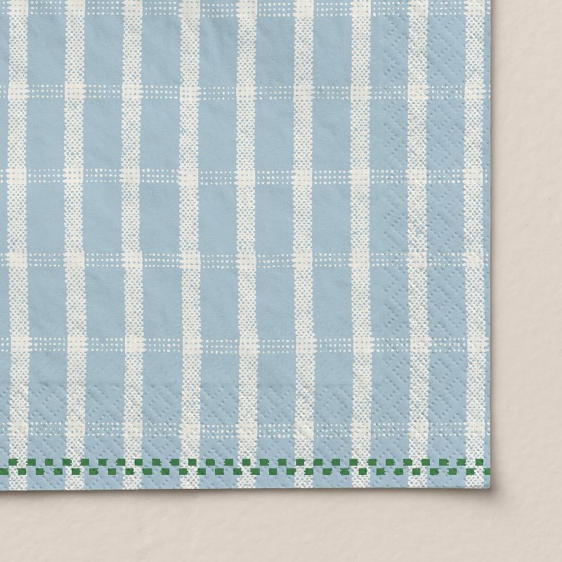 14ct Checkered Plaid Paper Lunch Napkins Cream/Light Blue/Green - Hearth &#38; Hand&#8482; with Magnolia, 3 of 4