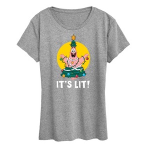 Women's - SpongeBob SquarePants - Patrick It's Lit Short Sleeve Graphic T-Shirt - 1 of 4