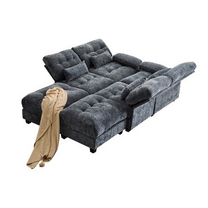 119'' Chenille U-Shaped Sectional Sofas with 2 Ottomans, 4-Position Adjustable Backrest and 4 Throw Pillows - 1 of 4