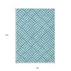 Teal Blue And Ivory Geometric Washable Indoor Outdoor Area Rug - 3 of 4