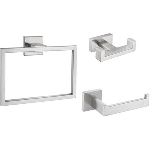 MIXXIDEA Double Towel Hook Bundle with Toilet Paper Holder, Square Towel Ring - 1 of 4