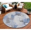 Denim Blue And Ivory Abstract Washable Indoor Outdoor Area Rug - 2 of 4