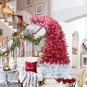 Lycvki 6FT Hinged Fir Bent Top Christmas Tree Santa Hat Style for Holiday Decoration - 1 of 4