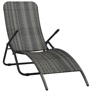 vidaXL Folding Sun Lounger Poly Rattan Gray - 1 of 4