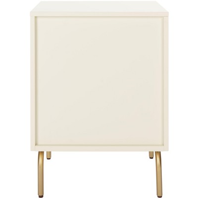 Genevieve Cream Mahogany 2-Drawer Nightstand with Gold Metal Legs