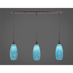Toltec Lighting Any 3 - Light Chandelier in  Bronze with 5.5" Turquoise Fusion Shade - 1 of 1