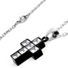 ELYA Women's Polished Cubic Zirconia Cross Steel Necklace - 19" - 2 of 4