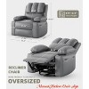 Large Leather Manual Recliner Chair w/Comfortable Arms and Built-in Cup Holders, Spacious 21.2 Inch Seat Width - 3 of 4
