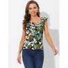 Allegra K Women's Tropical Floral Printed Square Neck Ruffle Sleeve Tank Top - image 3 of 4