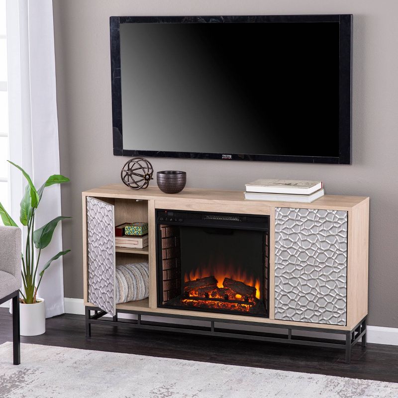 Dernal Fireplace with Media Storage Natural - Aiden Lane, 3 of 13