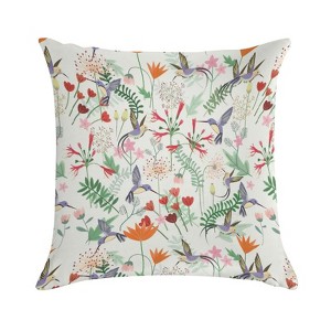 Hummingbird In Sweet Flower Garden Pillow Covers 18x18 Decorative Throw Pillows Soft Square Cushion Covers for Couch Sofa Bedroom - 1 of 1