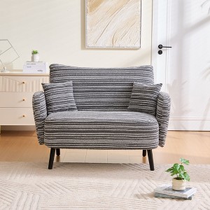 Kumasinova Modern Two-Seater Sofa,Stripe Sofa with Armrest,Pillows,Storage Pockets,Deep-Seated Tufted Backrest Sofa for Bedroom,Apartment,Office - 1 of 4