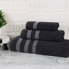 Zero Twist Cotton Ribbed Modern Geometric Border Assorted 3 Piece Bathroom Towel Set by Blue Nile Mills - 2 of 4