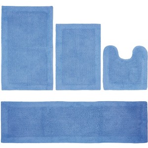 Edge Bath Rug 100% Premium Cotton Ultra-Soft Water Absorbent Tufted Solid Reversible 4 Piece Bathroom Rug Set for Machine Washable Bathmat - 1 of 2